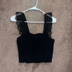 Medium black express crop top with lace straps